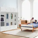 XINZI Système d'étagères de garde-robe DIY avec étagère à chaussures et tringle à vêtements, armoire pliante portable 20 cubes, beige image 3