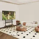 TV Stand on Wheels for 40-86 Inch LCD LED OLED Flat Panel Plasma TVs, Height Adjustable TV Floor Stand with Shelf TV Trolley with Wooden Base Max VESA 600x400mm up to 68 kg, Walnut image 9