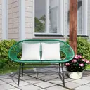 Outsunny Banquette banc de jardin 2 places en acier et cordage en résine avec 2 coussins - dim. 132L x 72l x 83H cm - vert foncé image 7