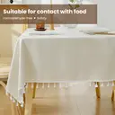 Ablecloth Nappe en lin et coton lavable, anti-poussière et anti-plis, avec franges, pour table de cuisine, table à manger, table basse et table de jardin, 120 x 120 cm image 4