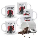 Alphynix 1pc 11oz White Mug with "CATZILLA" Monster Cat Design and Japanese Text, Unique Pop Culture Christmas or Thanksgiving Gift image 0