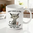 Alphynix 1 Mug blanc 33cl avec citation "Je ne me lève pas et brille, je caféine" & Grumpy Cat, cadeau de Noël ou Thanksgiving humoristique pour amateurs de café,Le cadeau de la saint-valentin, cadeau d’anniversaire image 1