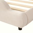 Lit rembourré, lit simple, lit pour enfants, avec tête de lit rembourrée, coins arrondis, velours, beige/rose 140 × 200 cm image 9
