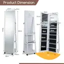 Costway Lockable Jewelry Cabinet Armoire with Built-in Makeup Mirror and 3-Color LED Lights-White image 6