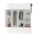 XINZI Système d'étagères de garde-robe DIY avec étagère à chaussures et tringle à vêtements, armoire pliante portable 20 cubes, beige image 0