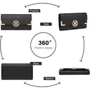 Miss Lulu Women's PU Leather Waterproof Fashion Backpack with Long Purse, Medium Black for School Work Travel image 8