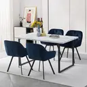 CLIPOP 360° Swivel Dining Chairs Set of 2 Velvet Upholstered Desk Chairs without Wheels Ergonomic Office Chair with Arms and Metal Legs for Home Study 0197 Blue 54.5*46*80 cm image 7