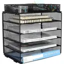 Senhoglb Organisateur de bureau format A4 en maille à 5 niveaux avec tiroir - Noir image 0