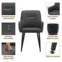 CLIPOP Occasional Dining Chairs Set of 2 Faux Leather Padded Kitchen Chair Accent Armchair with Backrest and Metal Legs, Lounge Living Room Reception Chairs 0224 grey 56*50*89 cm image 8