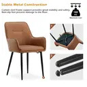 CLIPOP Occasional Dining Chairs Set of 2 Faux Leather Padded Kitchen Chair Accent Armchair with Backrest and Metal Legs, Lounge Living Room Reception Chairs 0224 brown 56*50*89 cm image 3