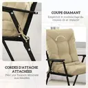 Outsunny Lot de 2 coussins de chaise d'extérieur, coussins de jardin avec attaches, usage intérieur et extérieur, 120 x 50 x 8 cm, beige image 4