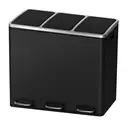 SONGMICSHOME Triple Recycling Bin, 3 x 18L Pedal Waste Bins with Soft-Close Lids, Steel, for Kitchen, Black image 0