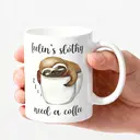 Alphynix 1pc 11oz White Mug with "Feelin' Slothy, Need a Coffee" Quote & Sleeping Sloth in a Cup, Relatable Humor Christmas or Thanksgiving Gift image 2
