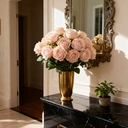 Yuejia Bouquet de roses artificielles en soie 48 cm - Rose image 3