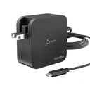j5create JUP25102V 102W GaN PD USB-C® 2-Port Charger with Changeable AC Plugs, Black image 0