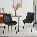 CLIPOP Dining Chairs Set of 2 Velvet Kitchen Chairs with Metal Legs Padded Counter Leisure Reception Chair for Dining Room Living Room Bedroom 0398 black 47*45*88.5cm image 1