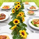 Wei's Moment Lot de 4 guirlandes artificielles en soie tournesol jaune - 2,4 m image 2