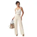 Willit Women's Yoga Pants Wide Leg Dress Work Pants Stretch Casual Pants Slacks with Pockets High Waist 30" Cream M image 5