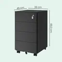 SONGMICS HOME Meuble pour Documents en Métal, Classeur Mobile, Support pour Imprimante, avec Serrure, 4 Tiroirs, Pré-Assemblé, Bureau, 45,1 x 39 x 69,3 cm, Noir image 2