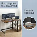 Ochama Bureau de travail, Bureau informatique, 120 x 60 x 76 cm, Table industrielle pour étude, Marron et noir image 5