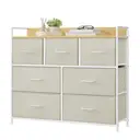 Ochama x SONGMICS Chest of Drawers, Dresser, Bedroom Furniture, Metal Frame, 7 Drawers, Modern, White and Beige image 1