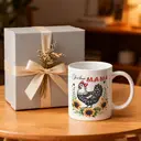 Alphynix 1 Mug blanc 33cl avec design drôle "MAMAN POULE" ferme et nœud rouge, cadeau de Noël ou Thanksgiving unique & humoristique,Le cadeau de la saint-valentin, cadeau d’anniversaire image 4