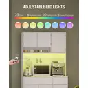 HaluPeit Meuble de cuisine, Buffet, Commode de cuisine avec prises et bandes lumineuses LED, avec plans de travail et 2 tiroirs, étagères réglables, cuisine, 40 x 100 x 180 cm, blanc image 3