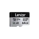 Lexar Silver Plus 64GB Micro SD Card up to 205 MB/s, MicroSDXC UHS-I Flash Memory Card with Adapter, C10, U3, A2, V30, Full HD, 4K UHD, High Speed TF Card for Drone, Action Camera, Handheld Consoles image 0