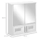 kleankin Bathroom Mirror Cabinet, Wall Mounted Storage Cupboard with Double Doors and Adjustable Shelf, Bathroom Organizer, White image 2