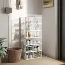 Plastic Shoe Box, Pack of 12, 35x25x18.5cm, Transparent and White image 1