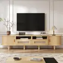Meuble TV Ovale 170cm- En Rotin-Jusqu'à 70 Pouces-Couleur bois image 1