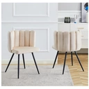 CLIPOP Velvet Dining Chairs Set of 2 Vanity Chair with Petal Back and Metal Legs, Modern Makeup Chair for Bedroom Dressing Table Kitchen Living Room Cream 45*47*82cm image 6