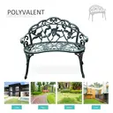 Outsunny Banc de Jardin 2 Places Style néo-rétro Motif Rose Lignes fuselées 100L x 54l x 78H cm Fonte d'aluminium Vert Vieilli image 6