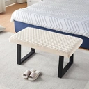 CLIPOP Upholstered Dining Bench, 100 cm Velvet Padded Seat, Ottoman Bench Hallway Bench with Sturdy Metal Legs, Dining Room Bench Seating for Entryway Living Room Bedroom Cream image 8