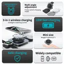 Rexsun 3 in 1 Foldable Magnetic Wireless Charger for MagSafe, Travel Fast Charging Station Stand for iPhone 16/15/14/13/12 Series, AirPods Pro/4/3/2 & Apple Watch, T11, Black image 3