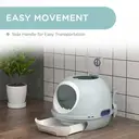 PawHut Cat Litter Box Toilet with Litter Scoop Enclosed Drawer, Front Entry Top Exit, Easy To Clean Blue image 6