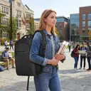 Sac à dos professionnel 15,6 pouces voyage ordinateur portable avec port USB rechargeable déperlant, sac journalier travail université ordinateur hommes femmes, noir, promotion Nouvel An, cadeau tendance image 5