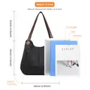 Kono Canvas Shoulder Tote Bag, Vintage Hobo Handbag for Women, Casual Top Handle Bag for Work School Travel Shopping Black image 2