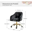 Chaise de bureau en velours HULALA HOME, chaise de bureau réglable en hauteur avec accoudoirs et roulettes, chaise de table de toilette pour salon et chambre, noire image 2