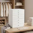 JOYFURNOS Schmuck-Organizer mit Schubladen, 8-stöckige Aufbewahrungsbox, Große Kapazität, Moderne Geschenkidee, Für Schlafzimmer, Weiß image 4