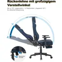 SYMINO Chaise de jeu ergonomique en cuir PU vintage avec support lombaire 3D et inclinable 90-155° - Bleu image 5