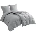 Bedsure Parure de lit 100 % polyester gris - 2 housses 135 x 200 cm et 2 taies 80 x 80 cm image 2