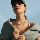 VoxorAI XL25 Grey Bubble Sugar Cube Necklace Pearl Necklace Sweater Chain Pendant Detachable All Seasons image 2