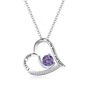 Ever Faith Love Heart I You to the Moon and Back Engraved Cubic Zirconia Gemstone Pendant Necklace image 1