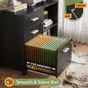 DEVAISE Rolling Container with 3 Drawers and Open Shelves, Mobile Filing Cabinet with Wheels, Printer Table for DIN A4/Legal/Letter, Lockable Cabinet for Office and Home Office, balck image 3