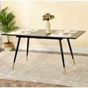 Table à Manger URBAN Motif Marbre Noir Rectangulaire Extensible 120-160/80/75cm image 1