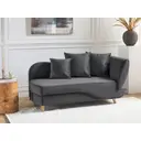 Beliani Chaiselongue mit rechtsseitigem Polster, verstellbarer Kopfstütze, Stauraum und Kissen in Dunkelgrau MERI II image 1