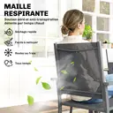 Outsunny Salon de Jardin 7 Pièces - Table Effet Bois Sans Entretien et 6 Chaises Empilables en Textilène - Ensemble Mobilier de Jardin Résistant pour Repas en Terrasse, Gris Anthracite image 6