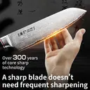WANGMAZI Couteau de chef Santoku en acier Damassé, polyvalent pour trancher viande et légumes, outil de chef compact, essentiel et efficace pour la cuisine à domicile image 5
