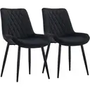 CLIPOP Dining Chairs Set of 2 Velvet Kitchen Chairs with Metal Legs Padded Counter Leisure Reception Chair for Dining Room Living Room Bedroom 0398 black 47*45*88.5cm image 0